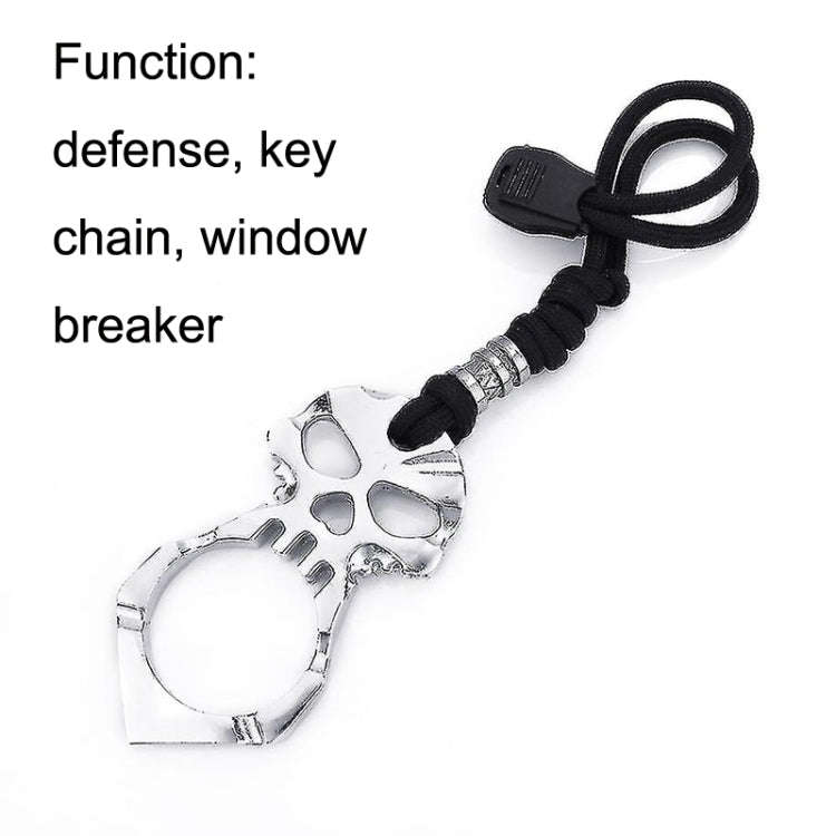 Rose Thorn Single Finger Buckle Self-defense Broken Window Keychain(Silver)