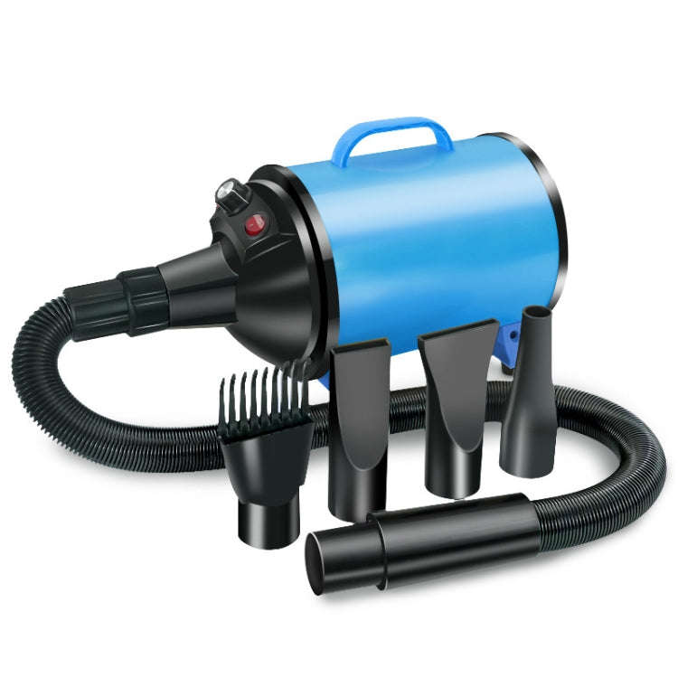 2100W Dog Dryer Stepless Speed Pet Hair Blaster Pet Water Blower 220V EU Plug(Black and Blue)