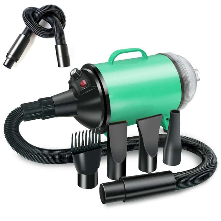 2100W Dog Dryer Stepless Speed Pet Hair Blaster With Vacuum Cleaner 110V US Plug(Black Green)