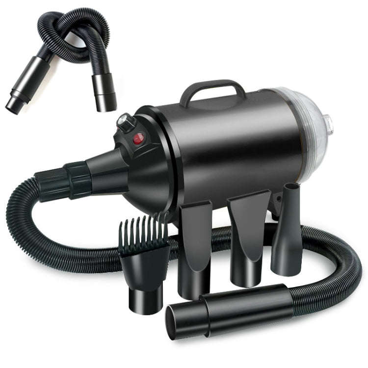 2100W Dog Dryer Stepless Speed Pet Hair Blaster With Vacuum Cleaner 110V US Plug(Pure Black)
