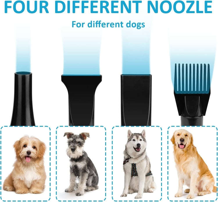 2100W Dog Dryer Stepless Speed Pet Hair Blaster With Vacuum Cleaner 110V US Plug(Pure Blue)