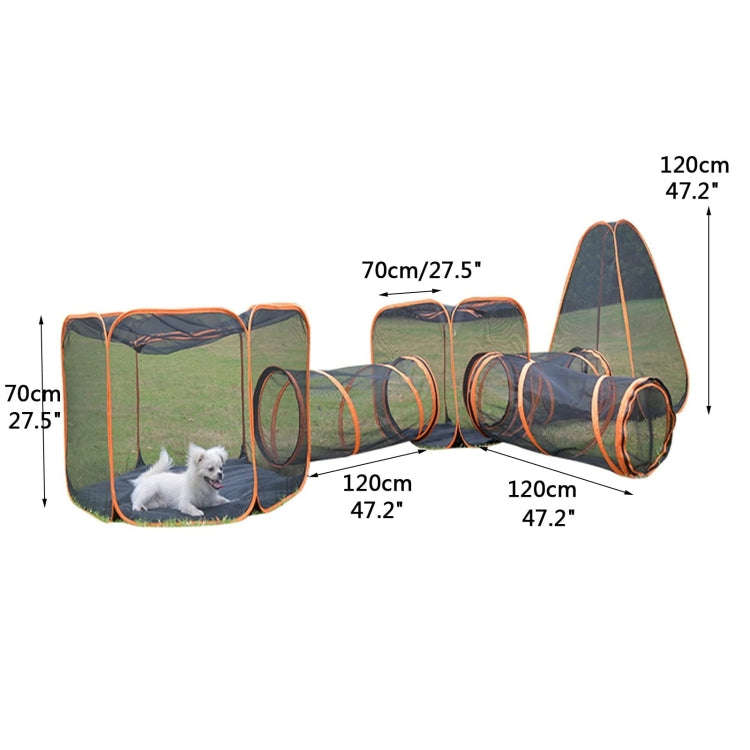6-in-1 Cat Tent with Tunnel Portable Playpen Play Tents for Indoor and Outdoor(Black)