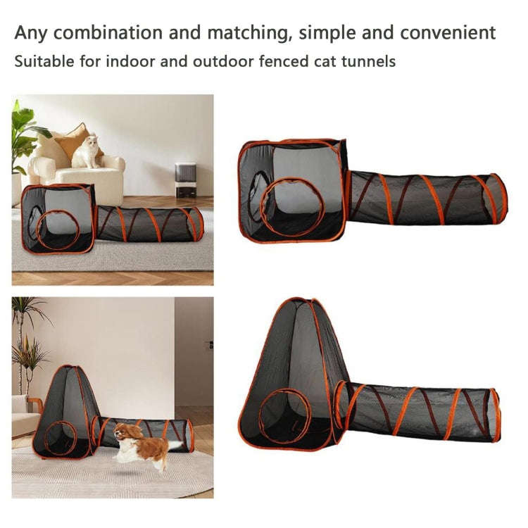 6-in-1 Cat Tent with Tunnel Portable Playpen Play Tents for Indoor and Outdoor(Black)
