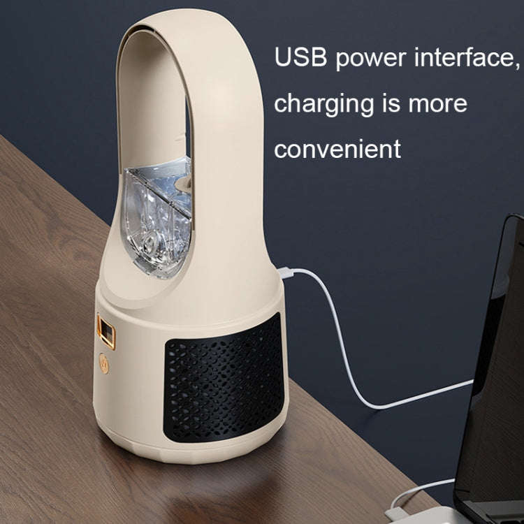 Desktop USB Charging Bladeless Fan Portable Vertical LED Digital Display Fan, Color: Milk Coffee