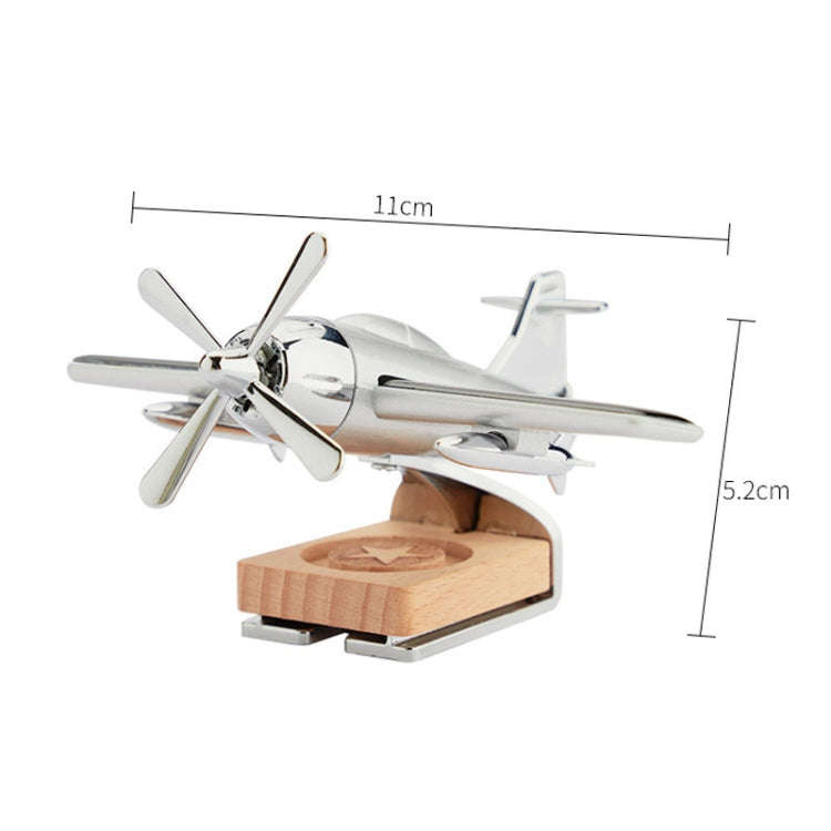 Solar Car Airplane Ornament Solid Aroma Diffuser Car Rotating Decoration Items(Silver)