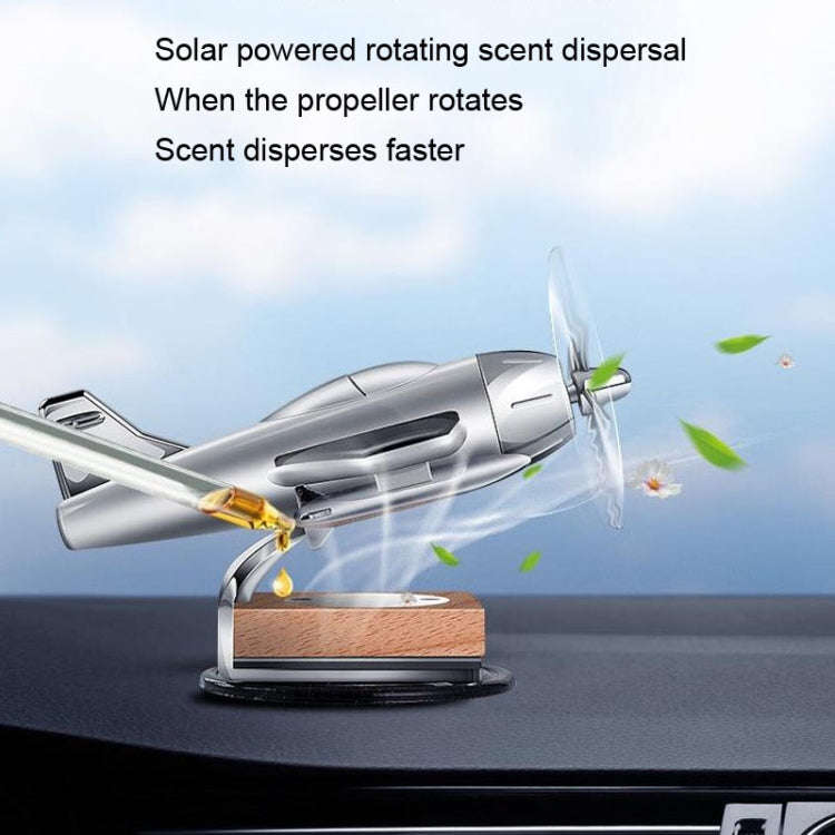 Solar Car Airplane Ornament Solid Aroma Diffuser Car Rotating Decoration Items(Black)