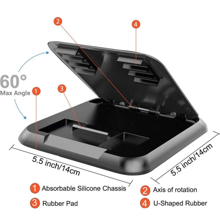 Car Mobile Phone Holder Carbon Fiber Pattern Silicone Dashboard Holder(Black)