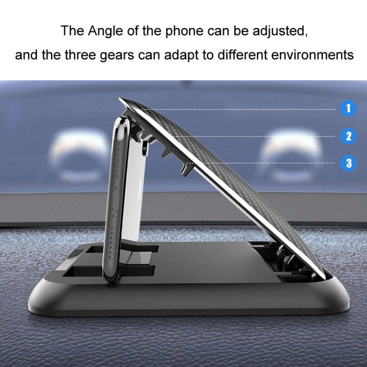 Car Mobile Phone Holder Carbon Fiber Pattern Silicone Dashboard Holder(Black)