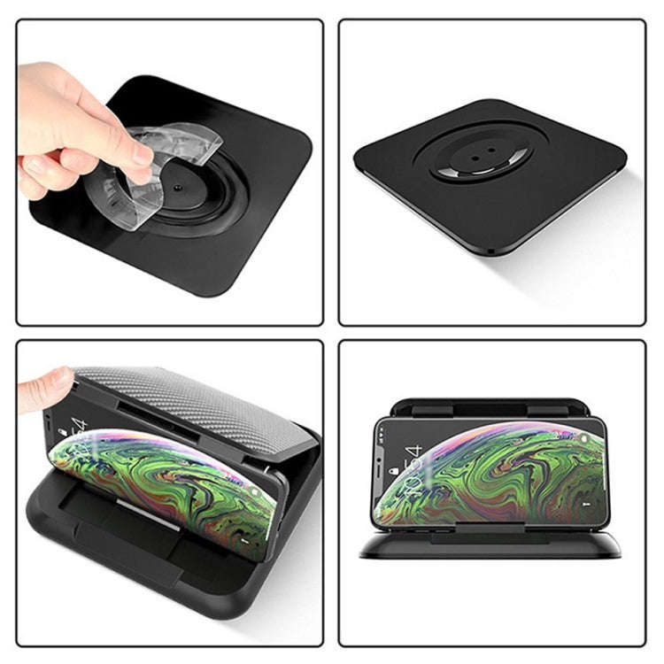 Car Mobile Phone Holder Carbon Fiber Pattern Silicone Dashboard Holder(Black)
