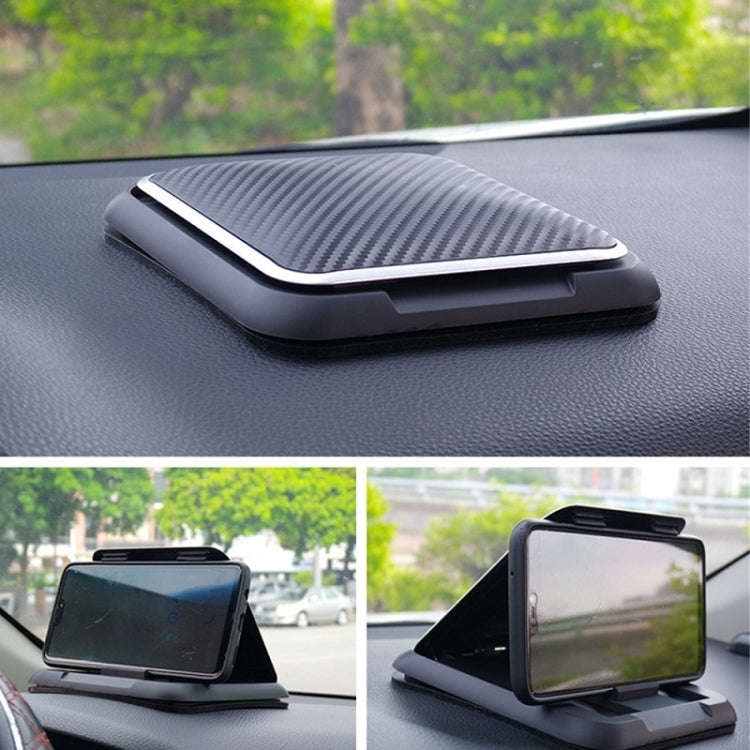 Car Mobile Phone Holder Carbon Fiber Pattern Silicone Dashboard Holder(Black)