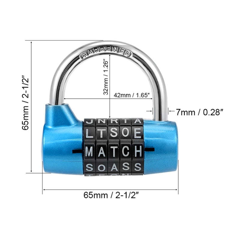 Medium 5-Digit Alphabet Wheel Combination Lock Closet Door Padlock(Blue)