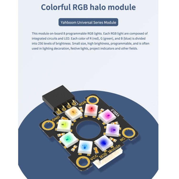 Yahboom 8-bit Full-color RGB Light Ring Module Microbit Raspberry Pi Pico Development Board