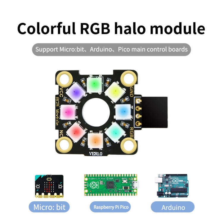 Yahboom 8-bit Full-color RGB Light Ring Module Microbit Raspberry Pi Pico Development Board