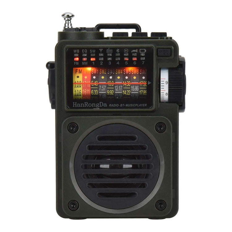 HanRongda HRD-700 Full Band Bluetooth MP3 Play Radio Station Memory Mechanical Tuning Radio(Green)