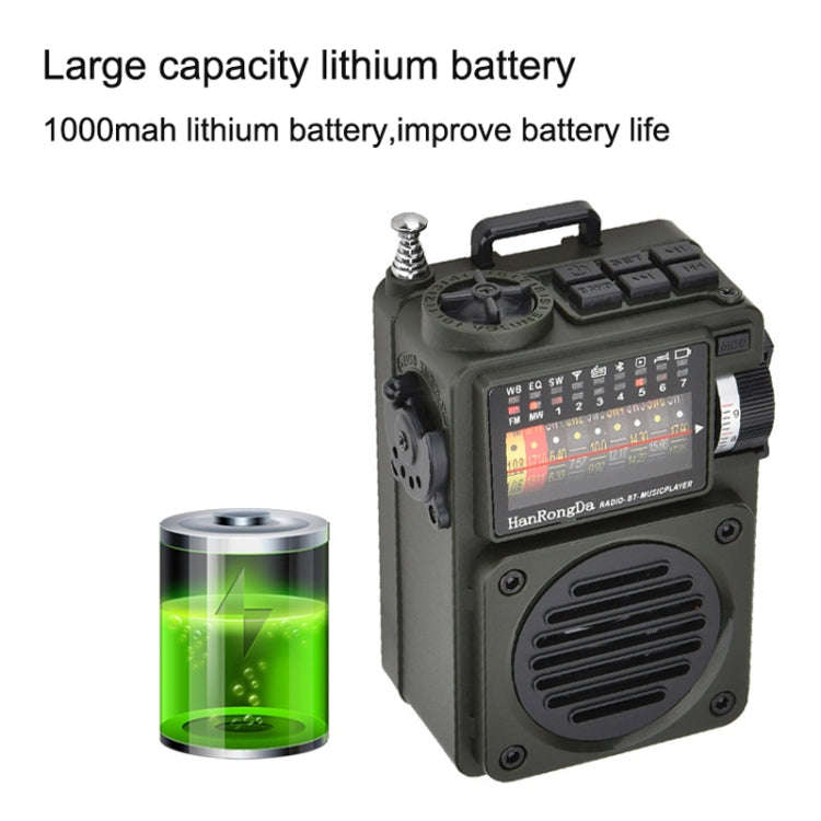 HanRongda HRD-700 Full Band Bluetooth MP3 Play Radio Station Memory Mechanical Tuning Radio(Green)