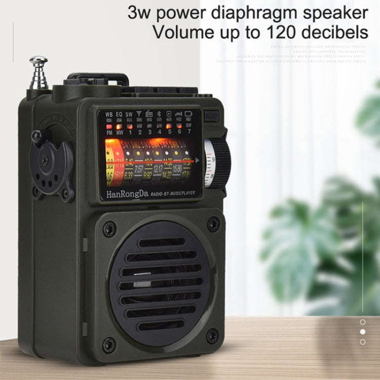 HanRongda HRD-700 Full Band Bluetooth MP3 Play Radio Station Memory Mechanical Tuning Radio(Green)