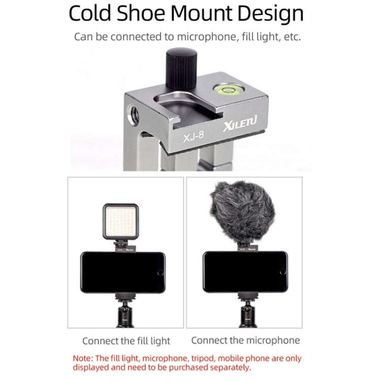 XILETU XJ-8 Aluminum Alloy Camera Head Tripod Mobile Phone Clip(Titanium)