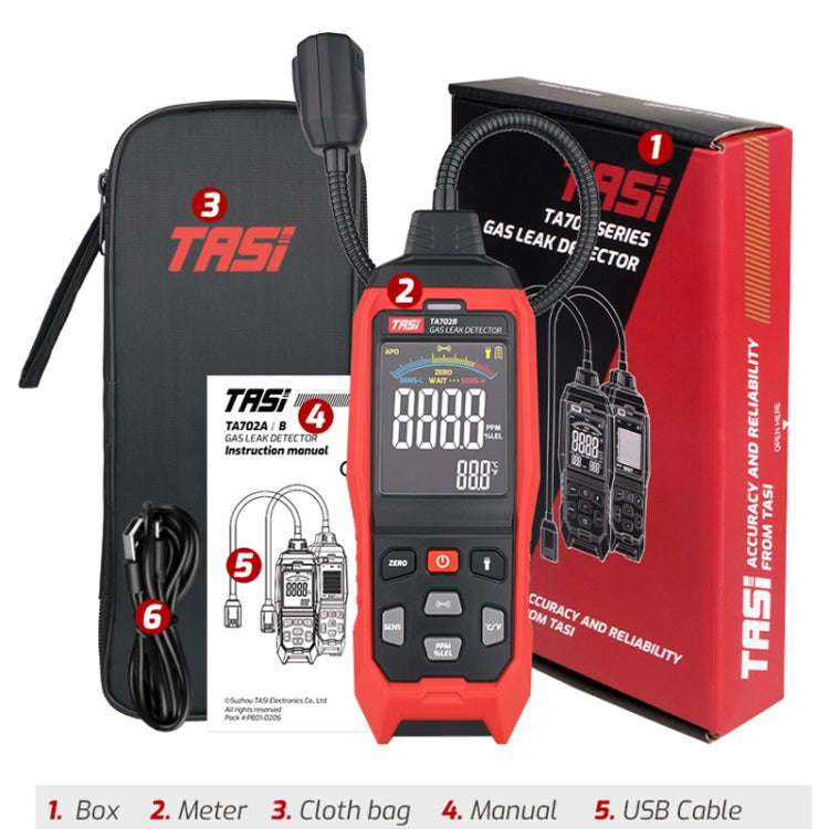 TASI TA702B Simulation Bar+Digital Display Cumbelo Gas Detector Portable Gas Testing Instrument N...