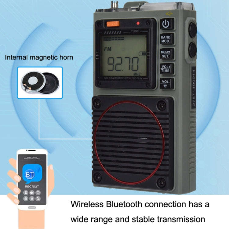 HanRongda HRD-787 High Performance Full Band Portable Bluetooth Card SOS Warning LED Lighting Rad...