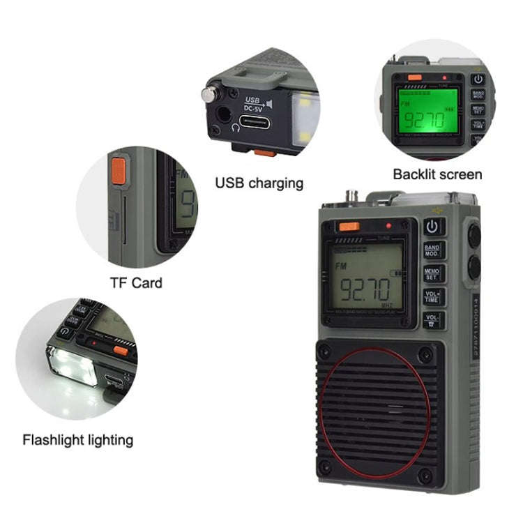HanRongda HRD-787 High Performance Full Band Portable Bluetooth Card SOS Warning LED Lighting Rad...