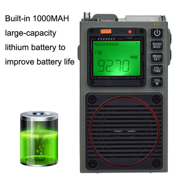 HanRongda HRD-787 High Performance Full Band Portable Bluetooth Card SOS Warning LED Lighting Rad...