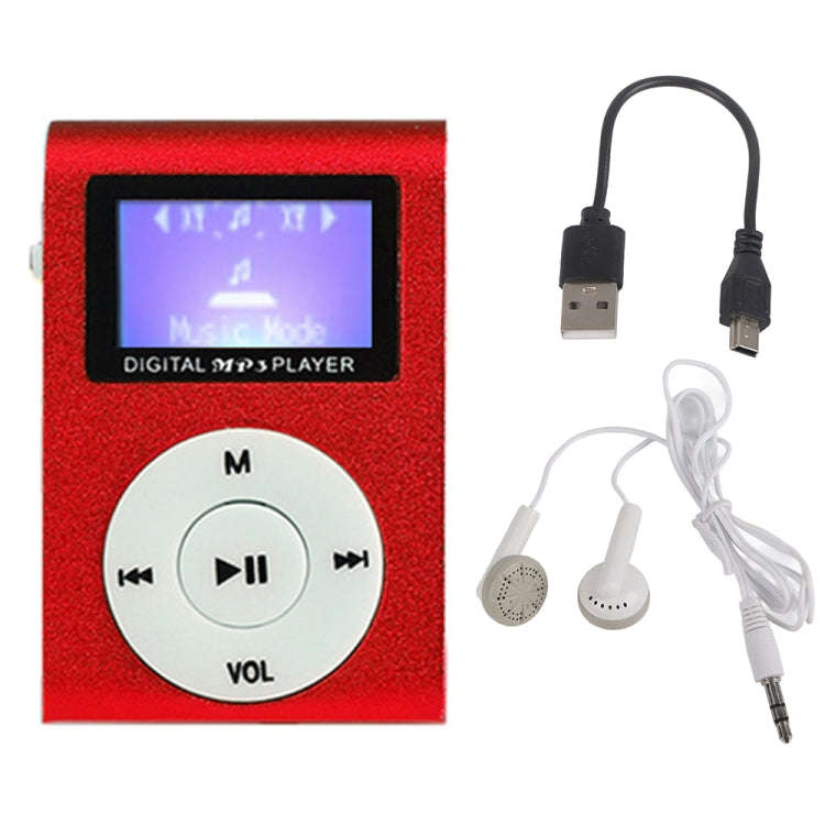 Mini Lavalier Metal MP3 Music Player with Screen, Style: with Earphone+Cable(Red)