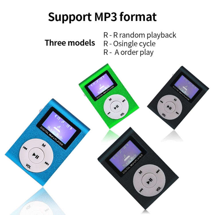 Mini Lavalier Metal MP3 Music Player with Screen, Style: with Earphone+Cable(Black)