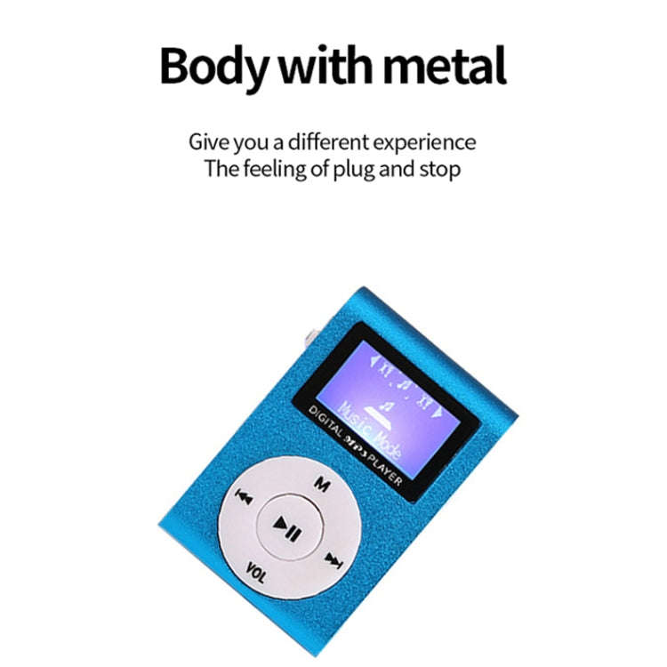 Mini Lavalier Metal MP3 Music Player with Screen, Style: with Earphone+Cable(Black)