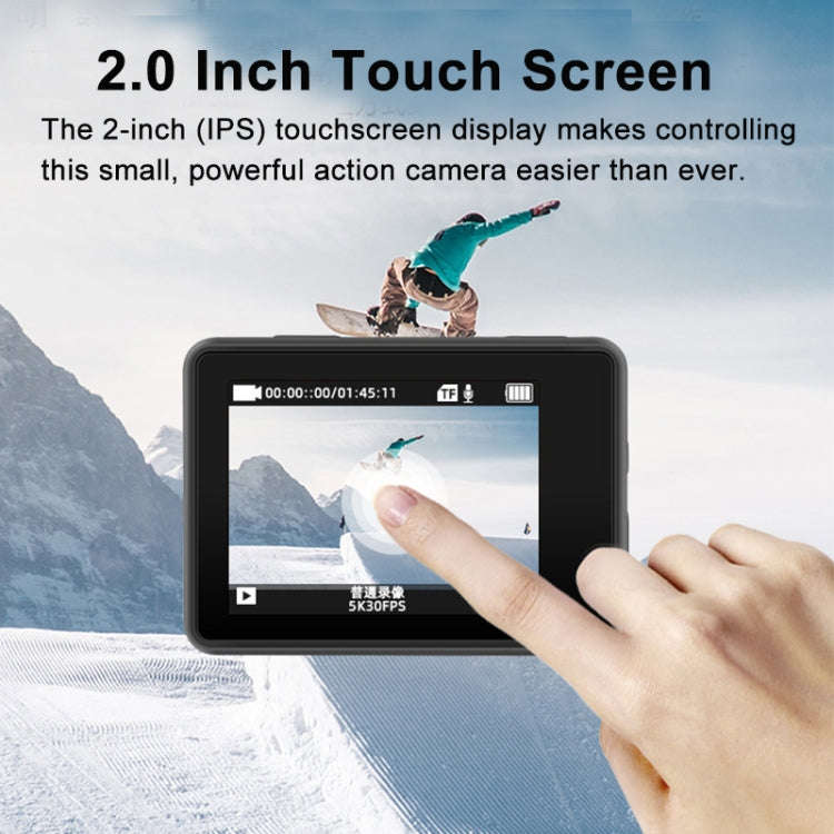 5K/30FPS WIFI HD Anti-Shake Remote Touch Dual-Screen IP68 Waterproof Sports Camera, Style: Camera...