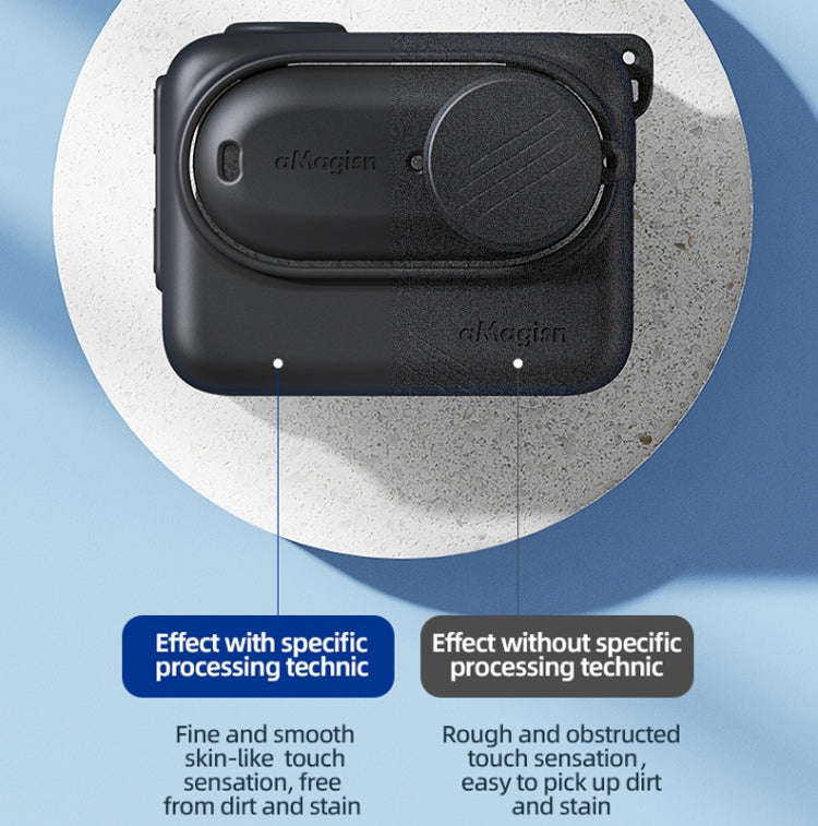 For Insta360 GO 3 AMagisn Silicone Body Cover Protective Case With Lanyard(Black)