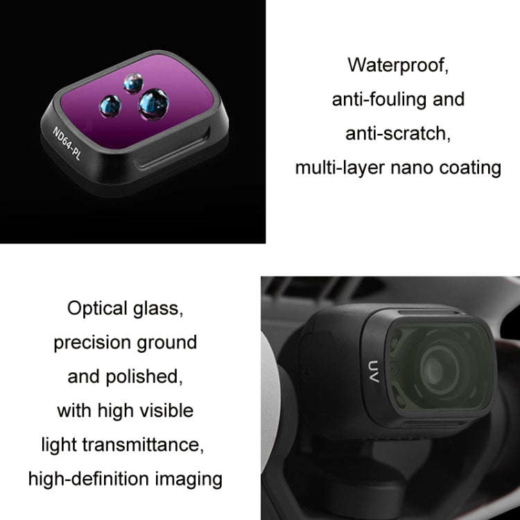 For DJI MINI3/MINI 3PRO BRDRC Filter Protective Glass, Style: 4pcs/set UV+ND8PL+ND16pl+ND32PL
