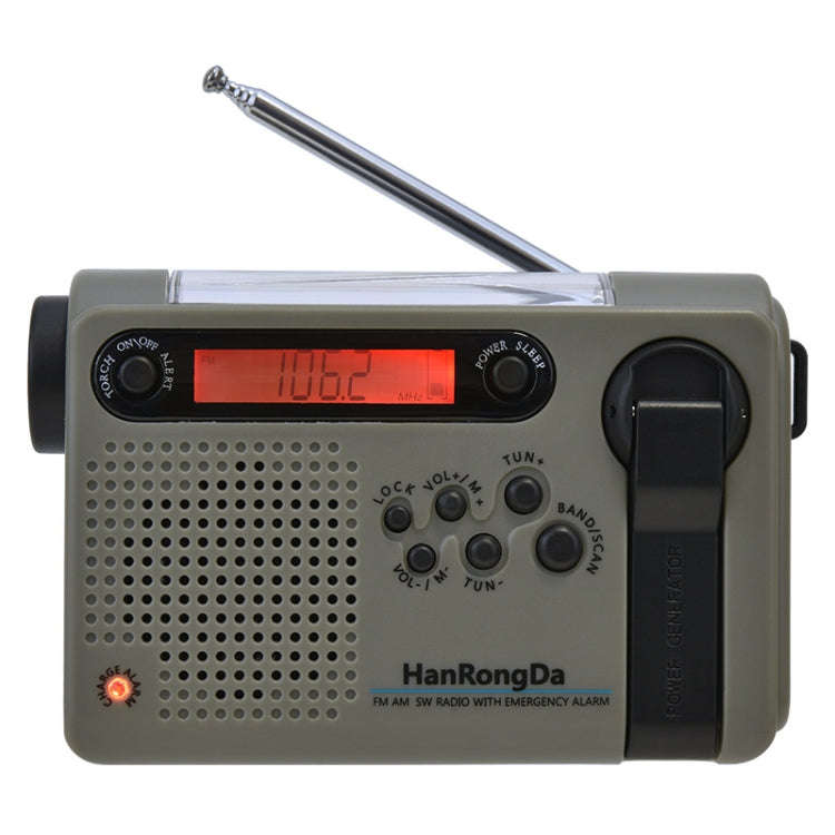 HanRongda HRD-900 LED Lighting Solar Hand Crank Power Generation NOAA Weather Warning Radio(Dark ...
