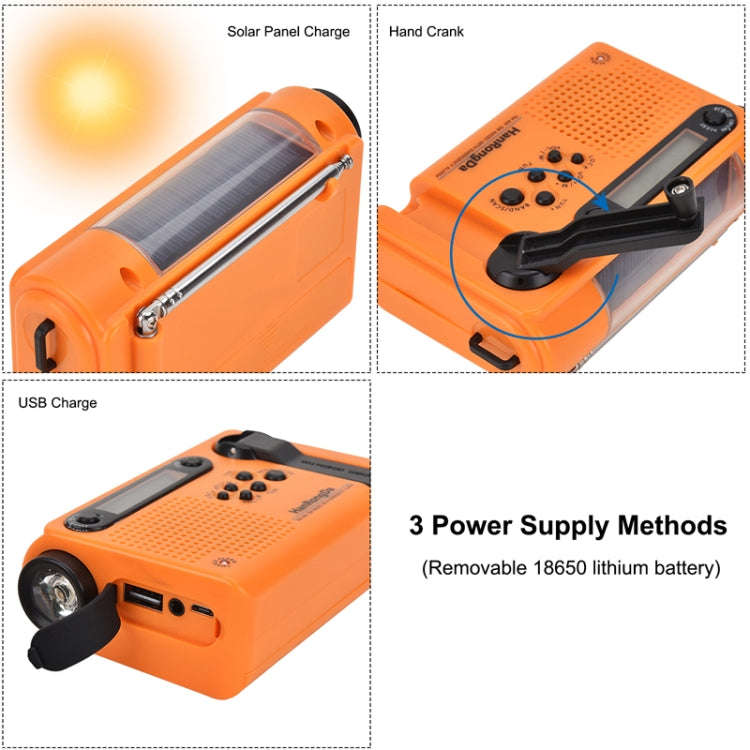 HanRongda HRD-900 LED Lighting Solar Hand Crank Power Generation NOAA Weather Warning Radio(Dark ...