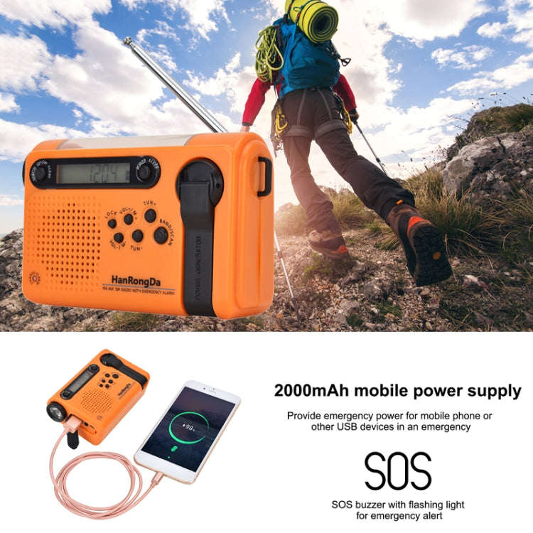 HanRongda HRD-900 LED Lighting Solar Hand Crank Power Generation NOAA Weather Warning Radio(Dark ...