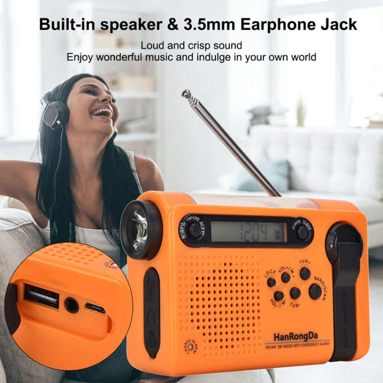 HanRongda HRD-900 LED Lighting Solar Hand Crank Power Generation NOAA Weather Warning Radio(Dark ...
