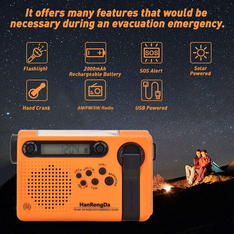 HanRongda HRD-900 LED Lighting Solar Hand Crank Power Generation NOAA Weather Warning Radio(Dark ...