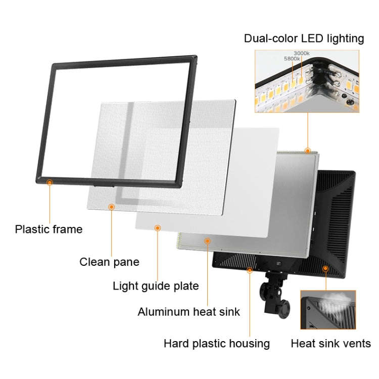 Pixel P50 Dual Color Temperature Flat Panel Fill Light 45W Soft Outdoor Shooting Fill Light For S...
