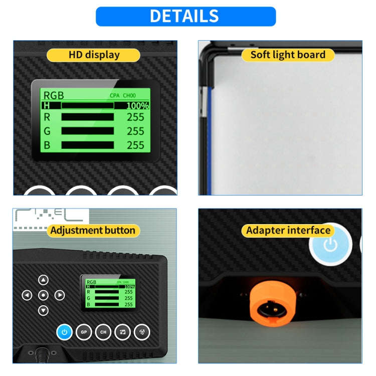 Pixel P80 60W 2600-10000K 542 LEDs Photography Fill Light Support Mobile APP Remote ControlAU ...