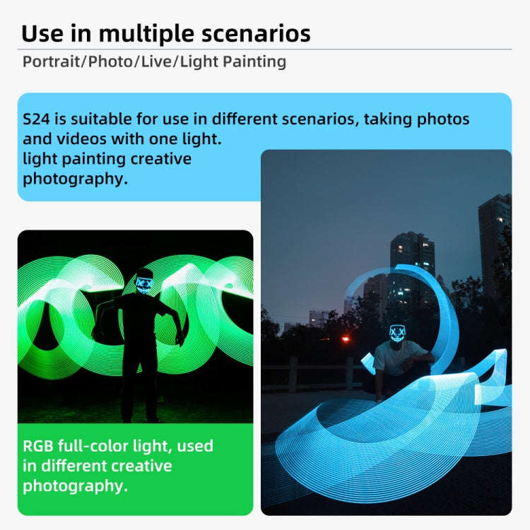 Pixel S24 RGB Fill Light Rod Handheld Portable Color Icelet Outdoor Videos Live Broadcast Studio ...