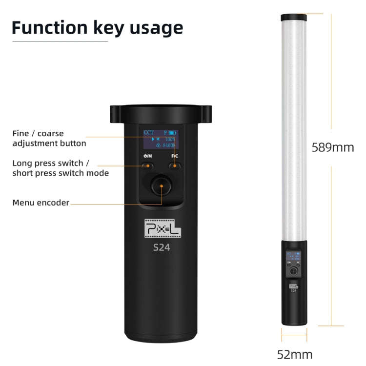 Pixel S24 RGB Fill Light Rod Handheld Portable Color Icelet Outdoor Videos Live Broadcast Studio ...