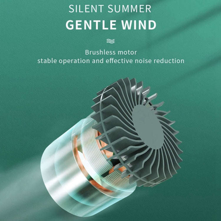 Leafless Hanging Neck Fan Mini Handheld Fan USB Rechargeable Fan With Negative Ions Green