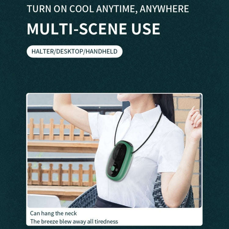 Leafless Hanging Neck Fan Mini Handheld Fan USB Rechargeable Fan Without Negative Ions Green