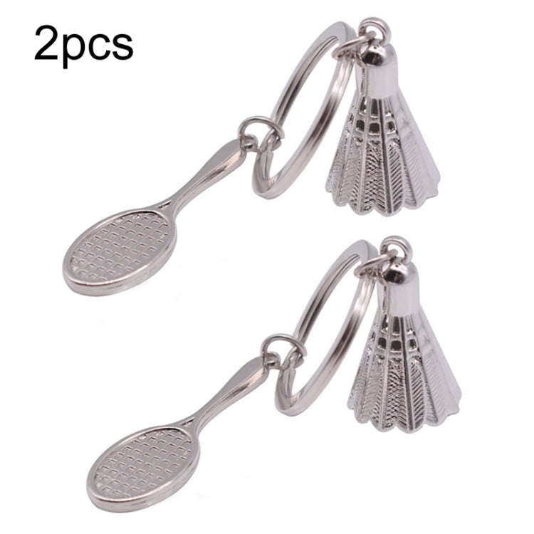 2pcs Simulated Badminton Metal Key Chain Arena Club Gift(Small)