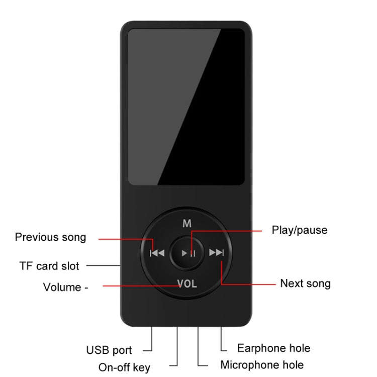Bluetooth MP3/MP4 Student Walkman Music Player E-Book Playback With 16GB Memory Card
