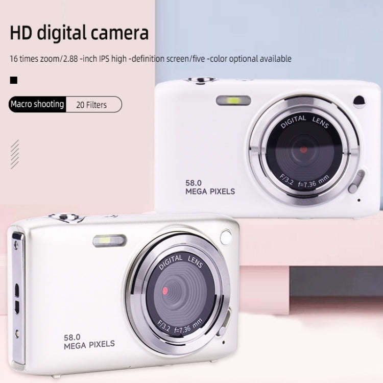 2.88 Inch IPS Screen HD Digital Camera 16X Zoom Portable CCD Camera(Champagne Gold)