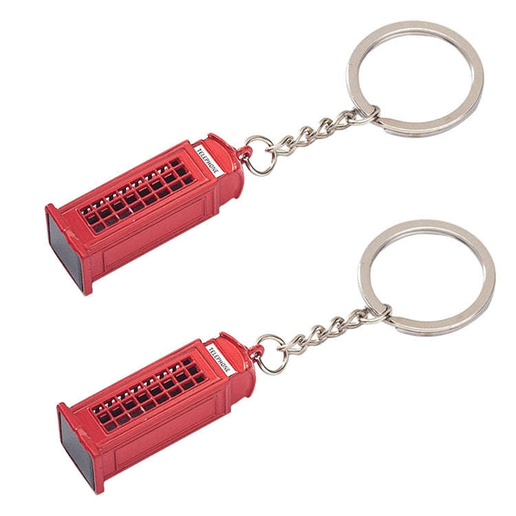 2pcs Mailbox Off-Road Vehicle Key Chain UK Tourism Souvenir Gift, Style: Telephone Booth