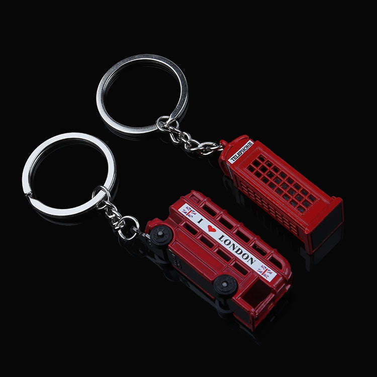 2pcs Mailbox Off-Road Vehicle Key Chain UK Tourism Souvenir Gift, Style: Bus