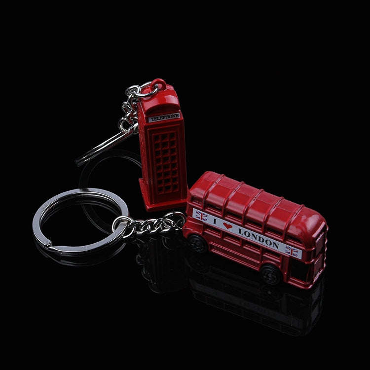 2pcs Mailbox Off-Road Vehicle Key Chain UK Tourism Souvenir Gift, Style: Bus