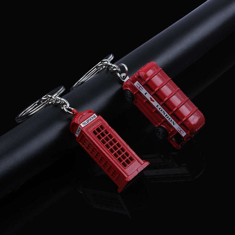 2pcs Mailbox Off-Road Vehicle Key Chain UK Tourism Souvenir Gift, Style: Bus
