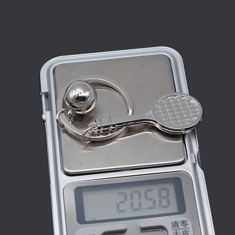2pcs Simulation Tennis Racket Metal Key Chain Small Gift(BY-297)